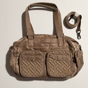 Lug Tan Quilted Handbag with Pockets
